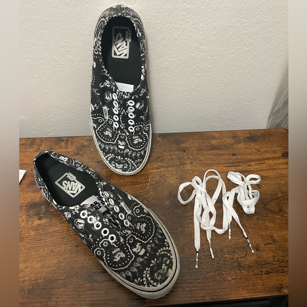 Star Wars Stormtrooper Black & White Paisley Pattern Unisex Vans Sneakers - Picture 7 of 14